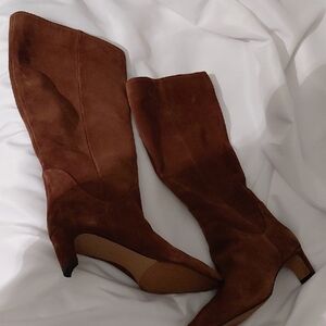 Vince Camuto Rich Brown Suede Heeled Boots Size 8.5